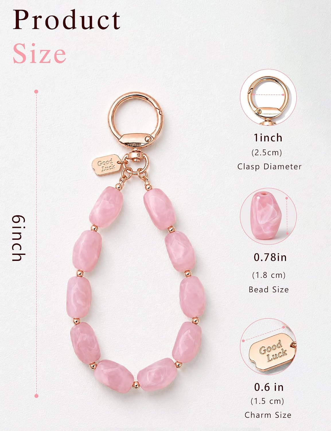 BAOSIWA Resin Beaded Keychain Wristlet for Women - Cute Car Key Chain Holder Key Ring Bracelet, Non-Elastic
