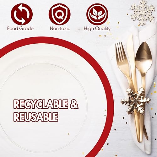 Miniatura 3 de Wesiti Juego de vajilla desechable de 100 piezas de plástico transparente, incluye 50 platos llanos de 10.25 pulgadas, 50 platos de postre de 7.5