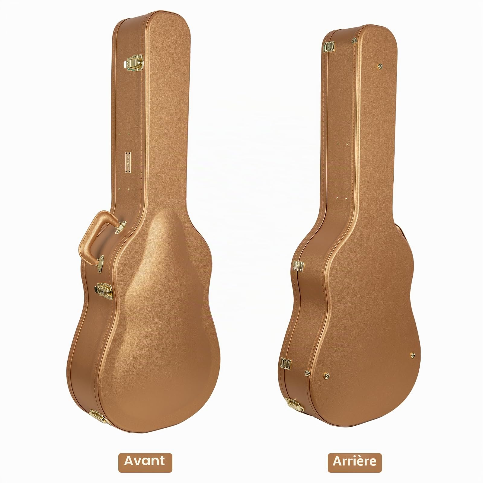 Crossrock Étui Rigide en Bois pour Guitare Classique 4/4 | Finition Cuir synthétique Luxury Gold, intérieur Velours Bordeaux, Serrure – Designer Series