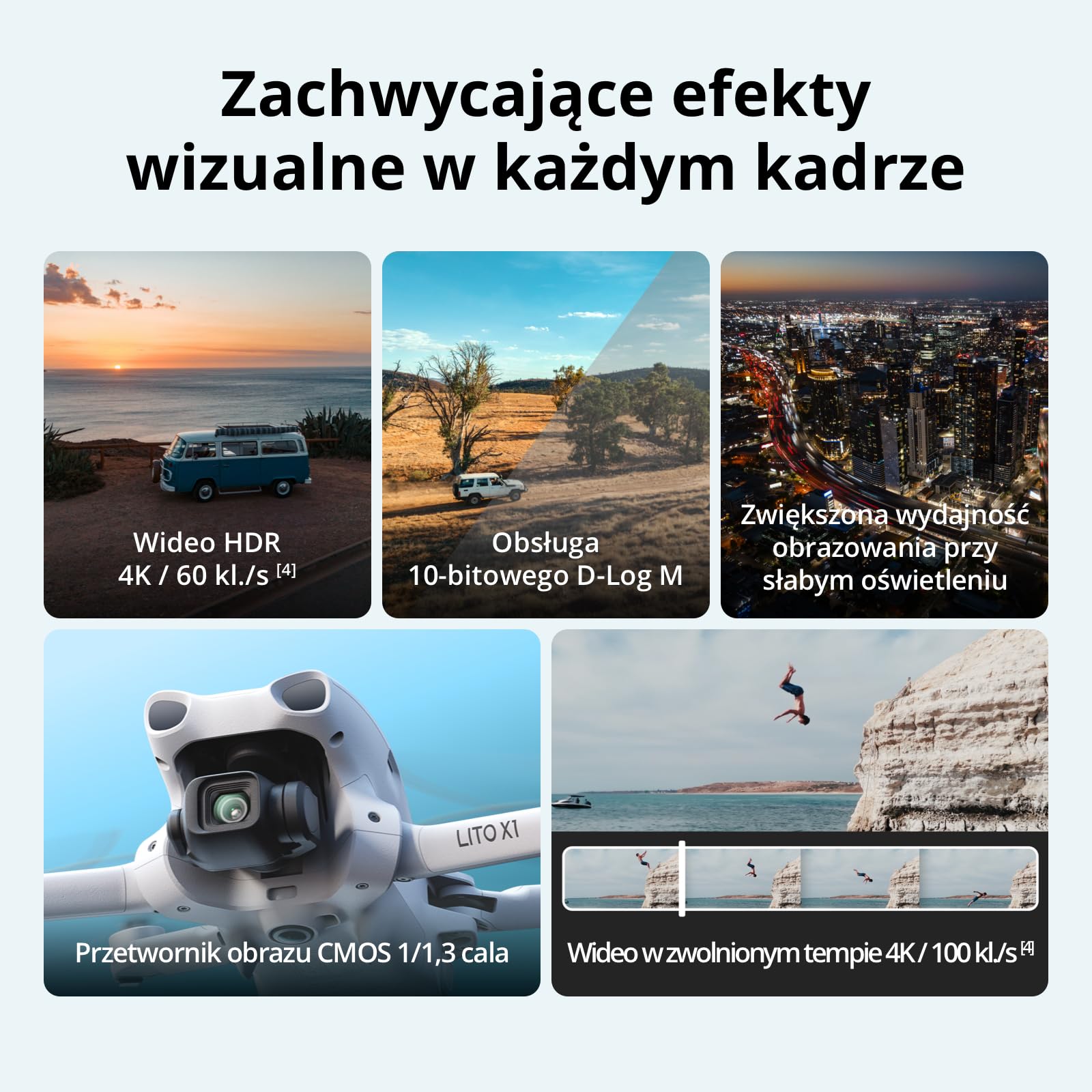 DJI Lito X1, dron z kamerą 4K dla początkujących | Wykrywanie przeszkód, ActiveTrack, matryca 1/1,3 cala, odpowiedni dla dorosłych, lekki i składany, transmisja wideo 15 km, C0