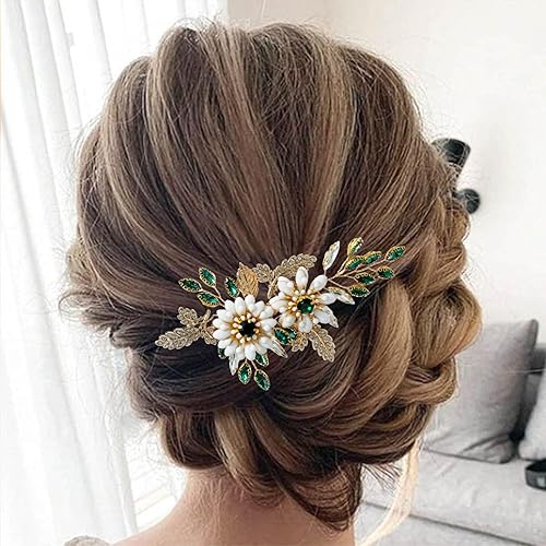 Miniatura 10 de Pinzas para el pelo de boda nupcial, horquillas de cristal con diamantes de imitación, piezas de pelo de flores de cristal, accesorios para el
