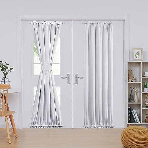 Miniatura 161 de Deconovo Cortina opaca de Navidad para puertas de vidrio y luces laterales, panel de privacidad con aislamiento térmico con doble bolsillo para