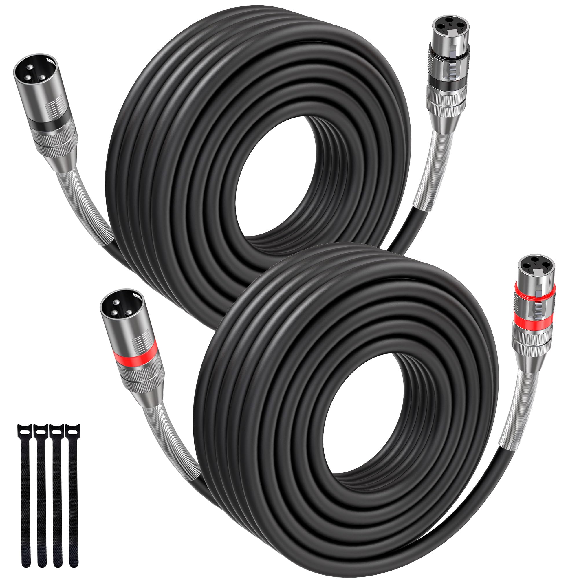 XLR Cables 50FT/16M 2 Packs, Premium Heavy Duty Balanced Microphone Cable with 3-Pin XLR Male to Female Microphone Cord Connector Compatible with Microphones,Mixer,Speaker Systems,Preamps and More