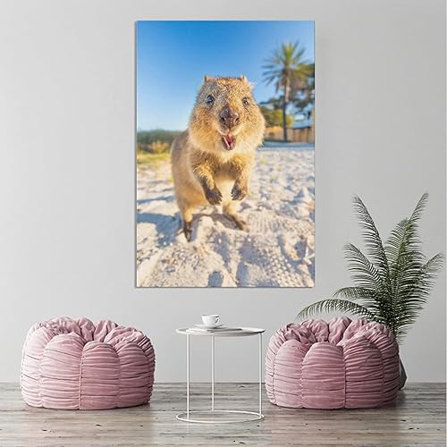 Vista 3 de Póster de lona de cola corta Quokka para decoración de dormitorio, paisaje deportivo, oficina, habitación, regalo, póster de lienzo para decoración