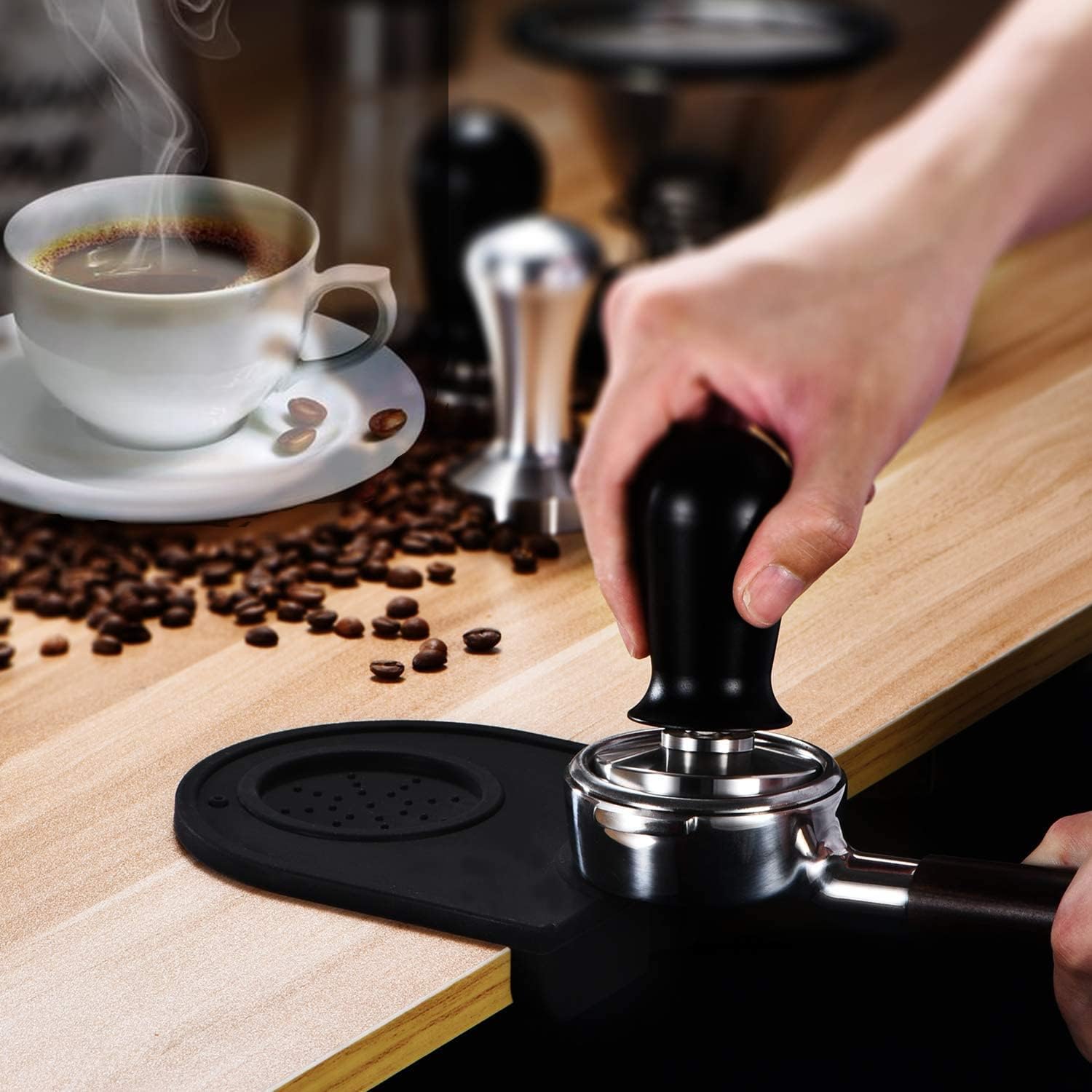 Silicone Coffee Tamp Mat, Silicone Gel Coffee Tamper Mat, Espresso Silicone Tamper Mat, Silicone Tamping Pad for Barista Tool Home Kitchen Bar Coffee Shop: Home & Kitchen