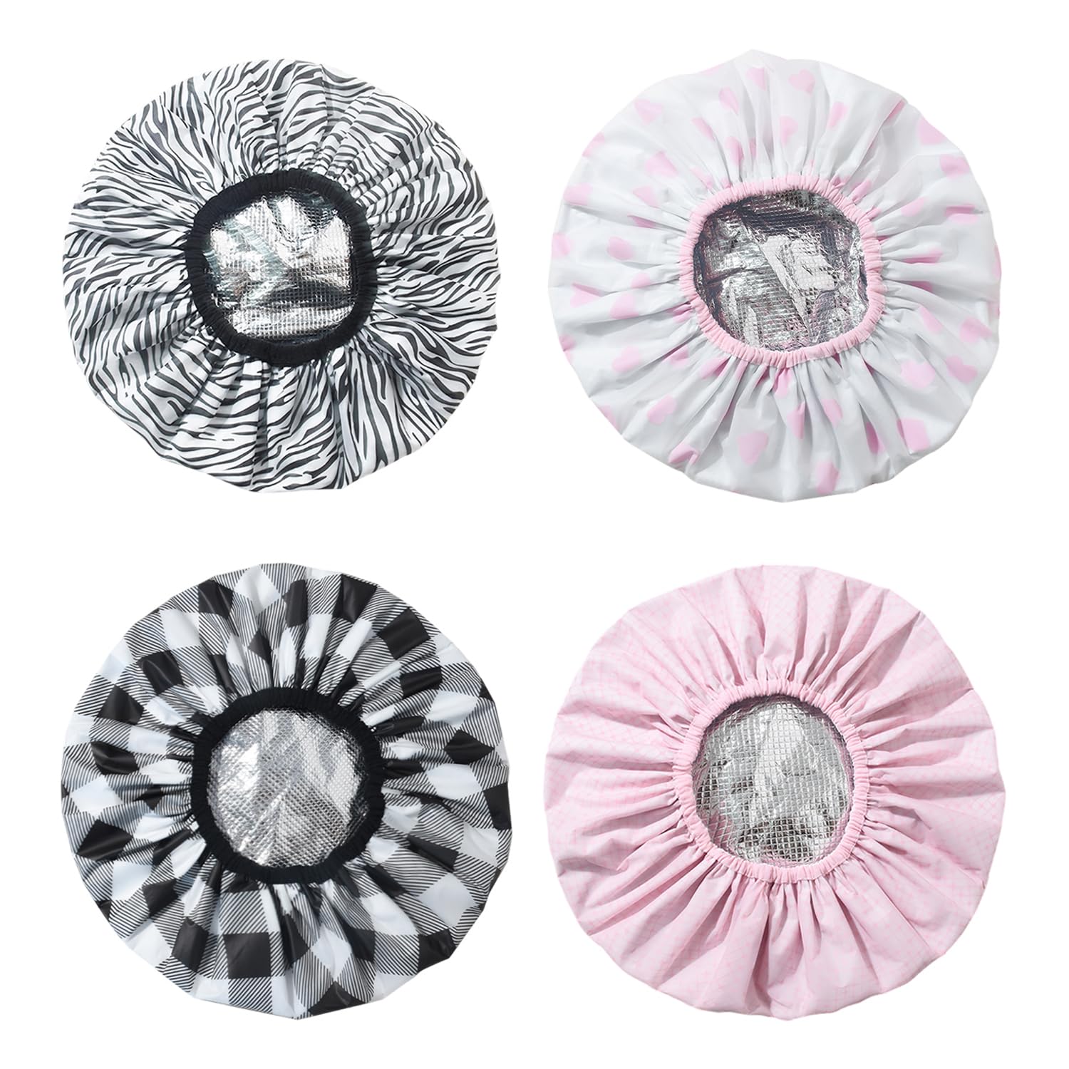 4Pcs Shower Caps for Women Waterproof Shower Caps, Hair Care Accessories, Reusable Shower Caps, Bath Supplies