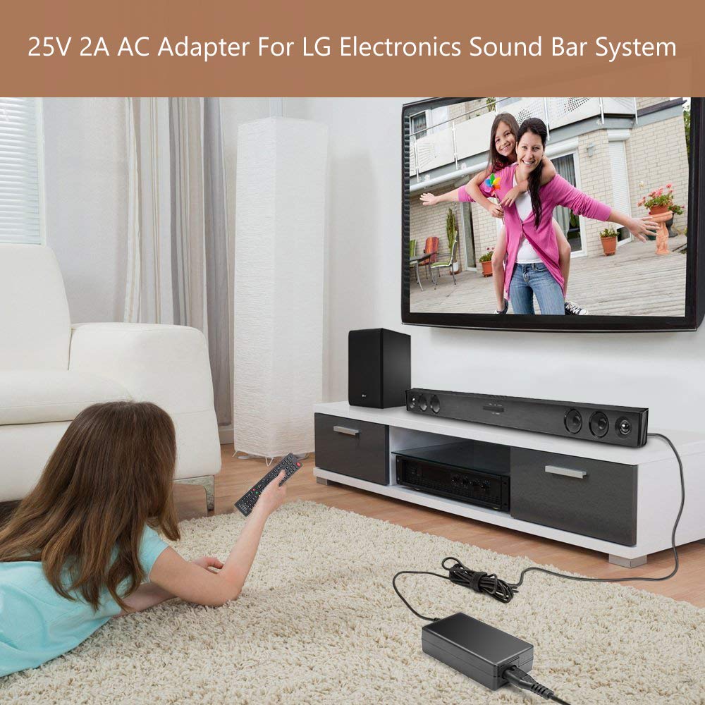 TAIFU DC 25V 2A Alimentatore Caricatore per Soundbar LG SN4 SN7CY SJ2 SJ8 SK8Y SK5Y SK9Y SK9 SJ4Y SJC8 SJ3 SJ5 SJC8 Sistema Soundbar Audio ad Alta Risoluzione Cavo Alimentazione Adattatore
