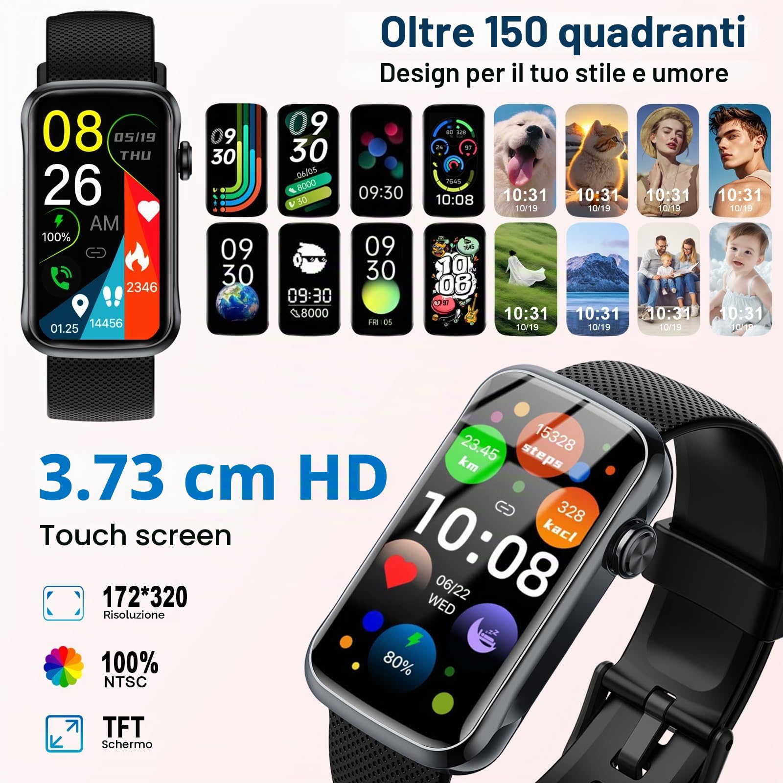Motast Smartwatch Uomo Donna, Orologio Smartwatch 1.57" con Chiamate Bluetooth, 123+ Modalità Sportive, Notifiche, Contapassi, Sonno,Smart Watch per Android iOS