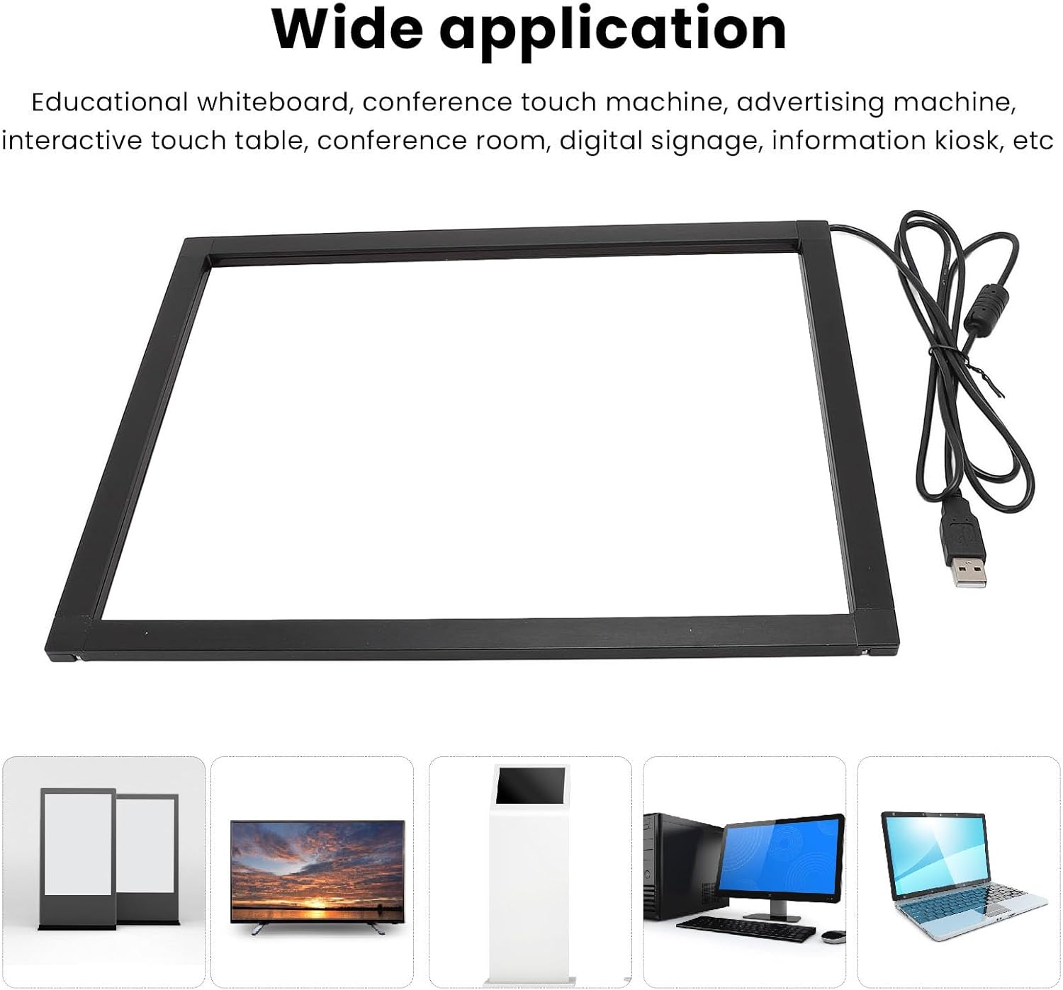Infrared Touch Frame, Interactive IR Touch Overlay Panel for Education, Digital Signage with USB Interface,Aluminum Alloy Touch Screen Overlay (22 inch)