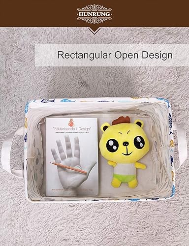 Miniatura 7 de HUNRUNG - Cesta de almacenamiento rectangular, lindo organizador de tela para juguetes de mascotasniños, libros o ropa. Perfecta para habitaciones