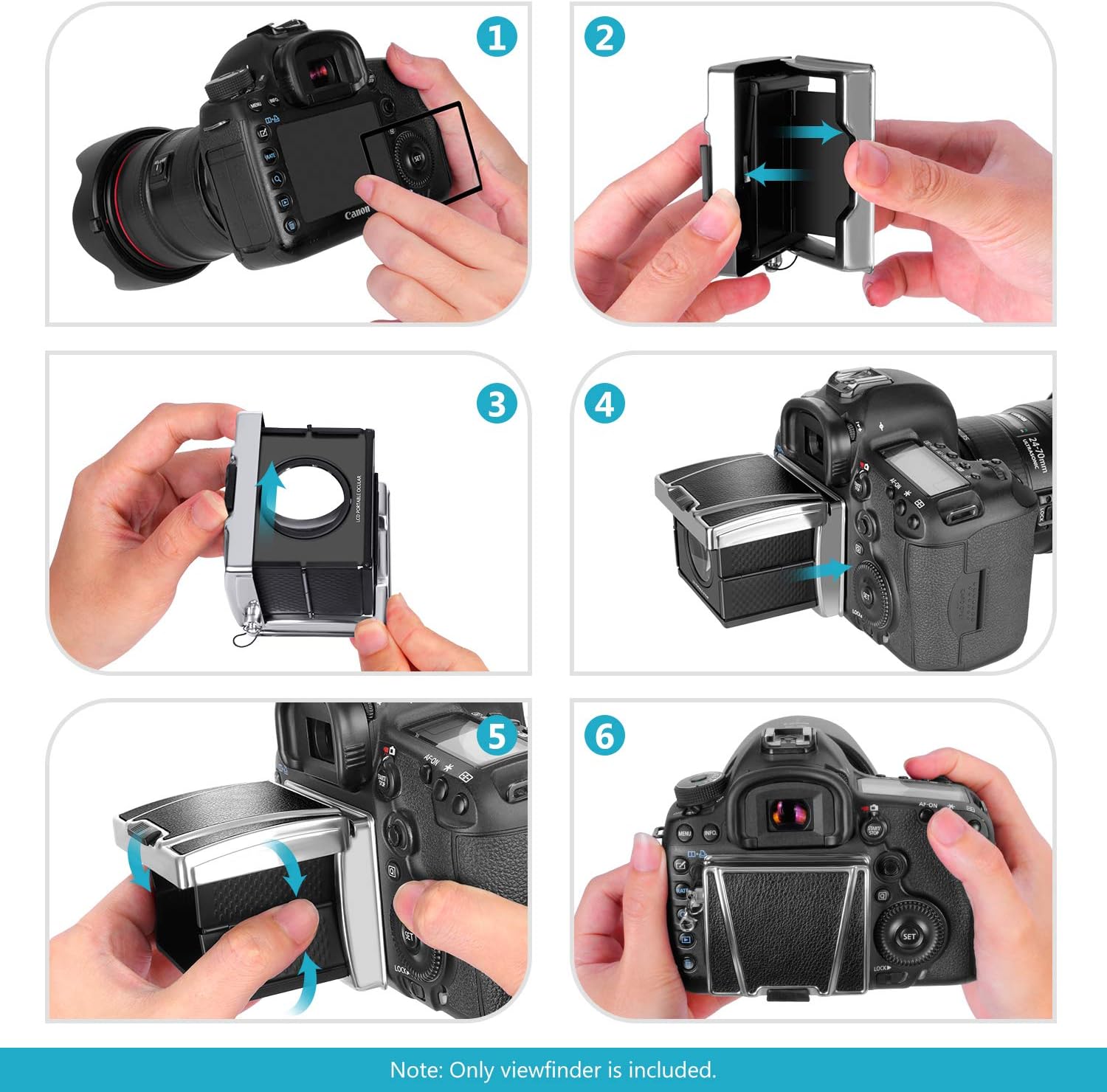 Neewer Universal Camera Viewfinder, 3X Magnification for Sony A7II/RX100/A9/RX1, Canon 6D Mark II/7D Mark II/77D/800/D1DX/1DXII/5DIII, Nikon D5/D850/D7200 and Other DSLR Cameras