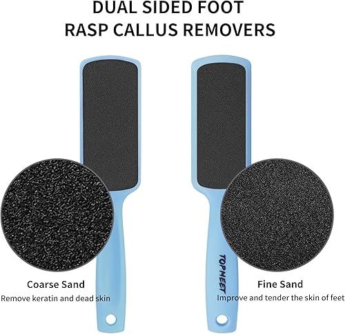 Miniatura 6 de Lima de Pie para Piel Muerta - Lima de Doble Cara para Eliminar Callos, Herramienta Profesional de Pedicura para Pies Suaves y Lisos (Azul)
