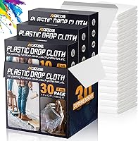 Vista 12 de Paños de plástico de 12 x 9 pies (paquete de 6) – Láminas y lonas desechables para pintar, muebles impermeables, sofá/protección del suelo
