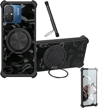 Case Compatible for Sunphone L3 Phone Case Cover [with 1* Tempered Glass Screen Protector] Hybrid Case[360Ring Support, Magnetic] CX-26-HEI