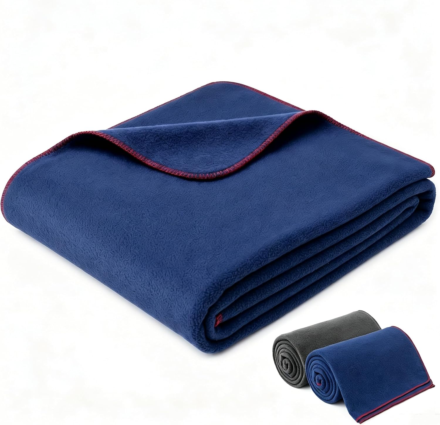 Large Camping Blanket 62×87" - Blue Fleece Blanket, Soft Flannel Bed Blanket | Fuzzy Cozy Blanket, Multi-use for Bed, Sofa, Couch, Travel, Camping, All Season Warm Lightweight Cover