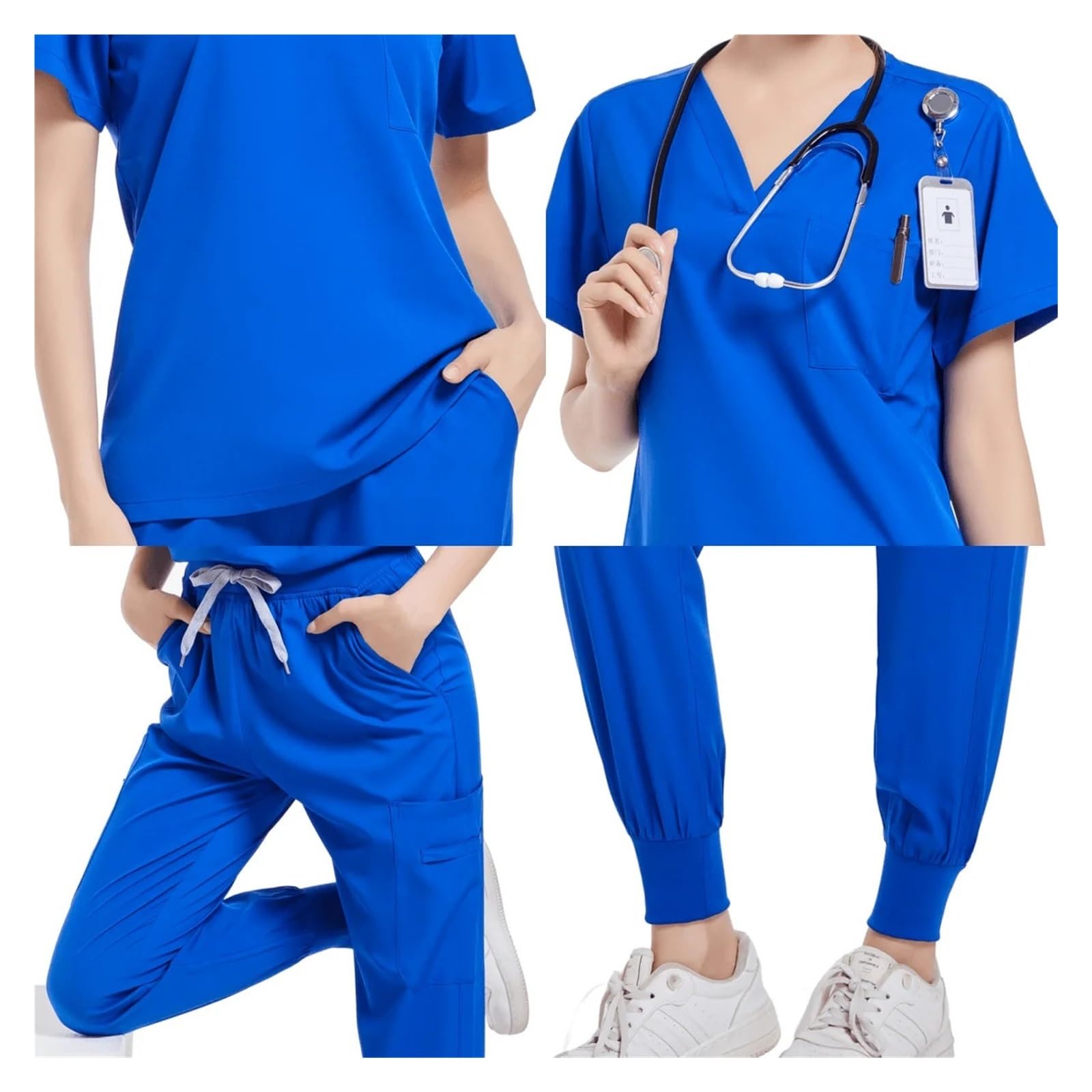 Uniforme de Enfermera Ropa Traje Dividido de Manga Corta Cepillado a Mano Mascota Dentista Enfermera Ropa de Trabajo Hombres Ropa de Cuidado Uniforme de Enfermera(Dark Green,XL)