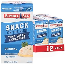 Bumble Bee Snack On The Run Original Tuna Salad with Crackers Kit (Pack of 12) - Ready to Eat Protein Snack Pack - 8g Protein per Box - Wild Caught MSC Certified Tuna