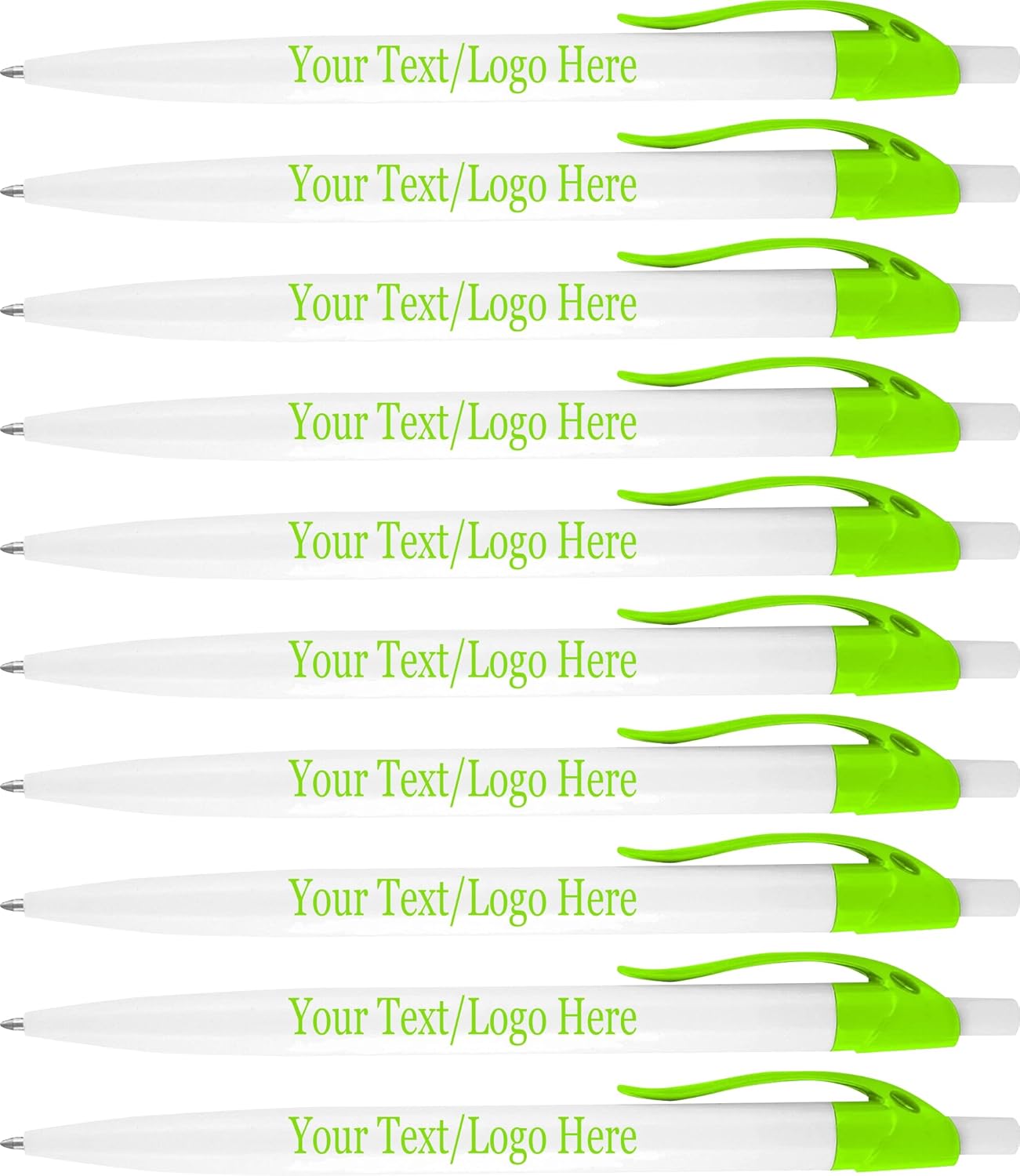 SyPen Personalized Pens With your Custom Logo or Text-500 Pack Bulk-for Businesses, Parties, and Events, Custom Printed Ballpoint Click Pens, Lime Trim Color, Black Ink