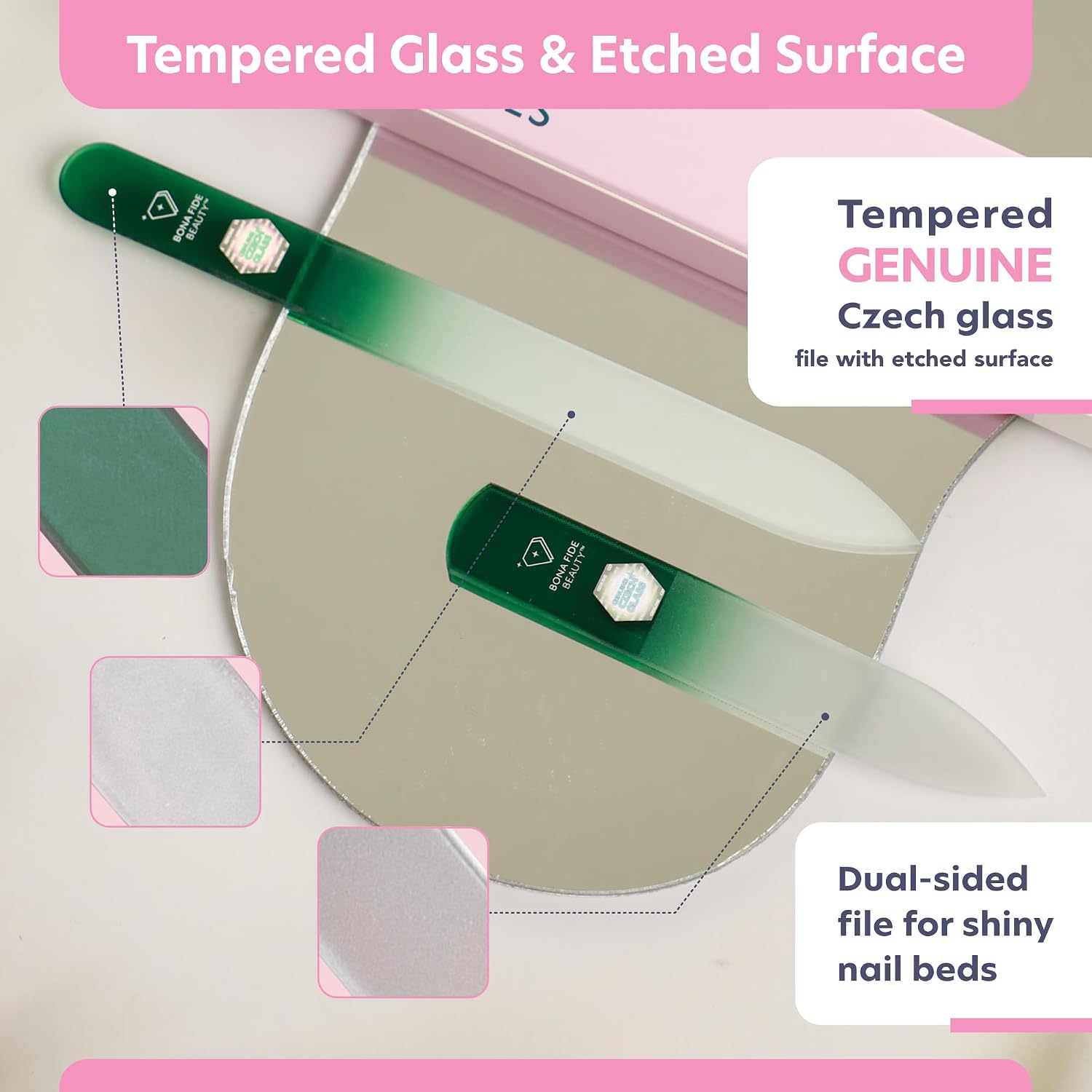 Bona Fide Beauty Czech Glass Nail File and Shiner Duo Set (Green) image 2