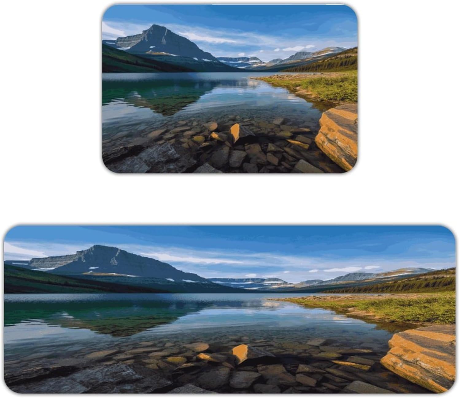 Glacier National Park Kitchen Mats with 2PCS Non-Slip Washable,Kitchen Rug Heavy Duty Durable, Floor Mats for Kitchen,Office,Sink,Laundry