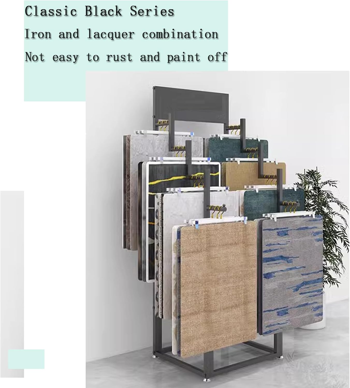 Sample Carpets Display Rack, Rug Display Rack, Floor Standing Scarf Display Stand, Commercial Organizer Holder for Displaying Blanket Quilt Scarf Towel Mat in Commercial Clothing Retail Store