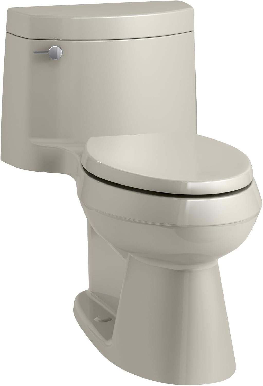 KOHLER K-3619-96 Cimarron Comfort Height One-Piece Elongated 1.28 GPF Toilet with AquaPiston Flush Technology, Concealed Trapway, and Left-Hand Trip Lever, Biscuit