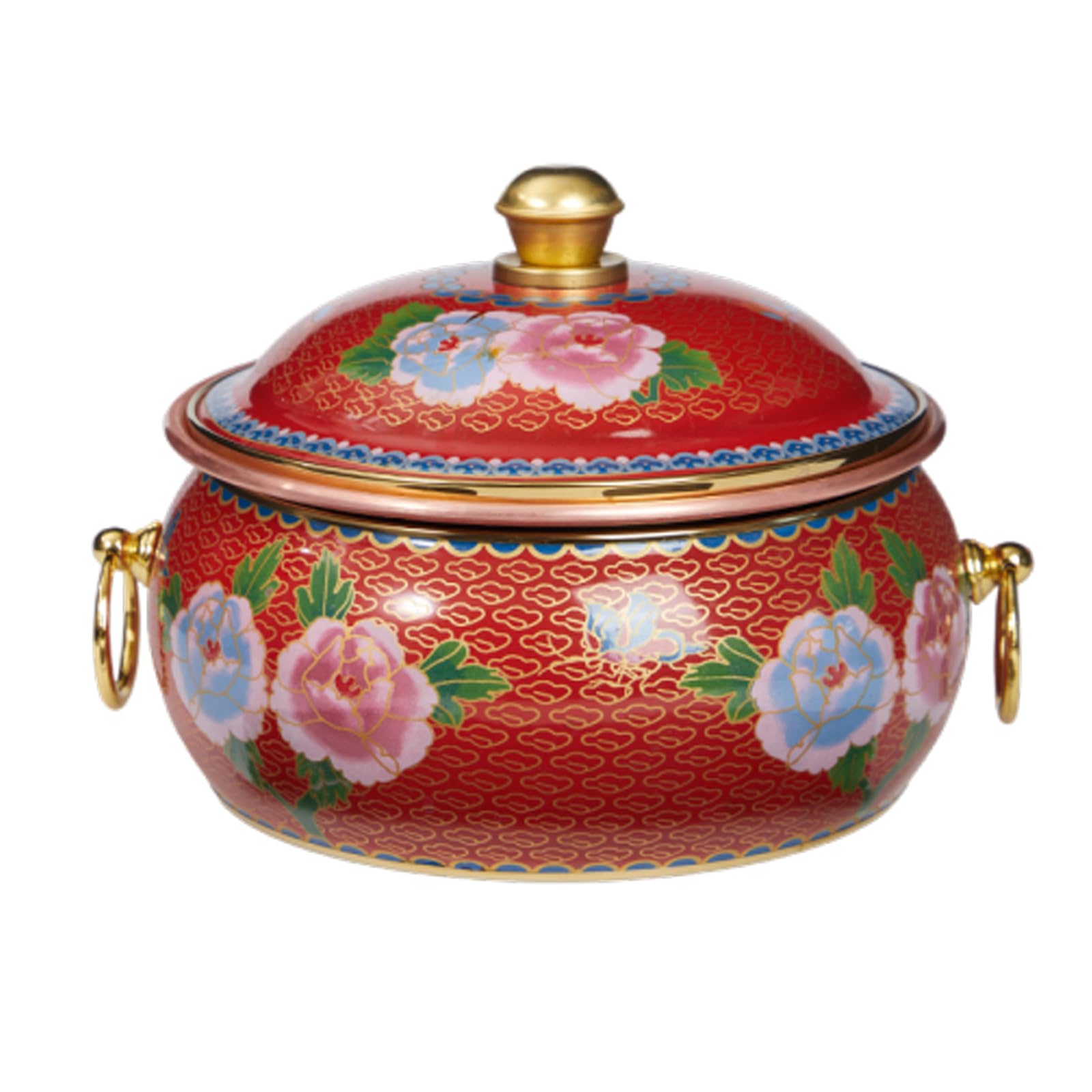 asdchZen Hot Pot Beijing Chinese Copper Chafing Dishes Single Person Small Copper Potshabu Shabu Pot Cloisonne Hot Pot,H,F
