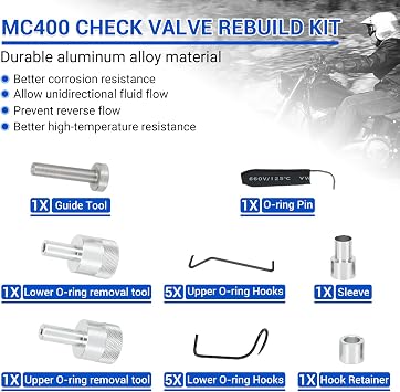 MC-400 MC-300 Fuel Check Valve Repair Tool Kit, Fuel Tank Line Maintenance Set Compatible with Harley Davidson 2001-2026 EFI Models Replaces MC400 MC300