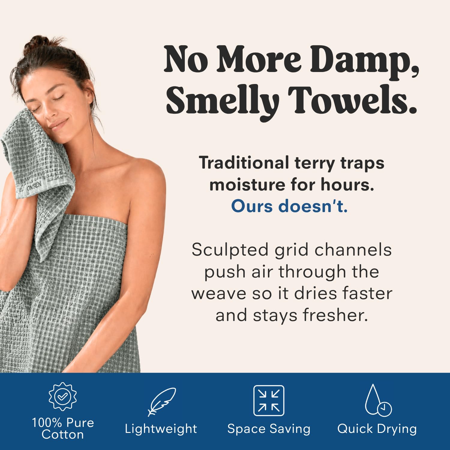 ONSEN Sculpted Terry Towel Set - Spruce -3