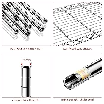 IZEUK スチールラック キャスター付き 5段 高さ伸縮メッシュ 収納 パイプ Amazon｜IZEUK スチールラック キャスター付き 5段 高さ伸縮