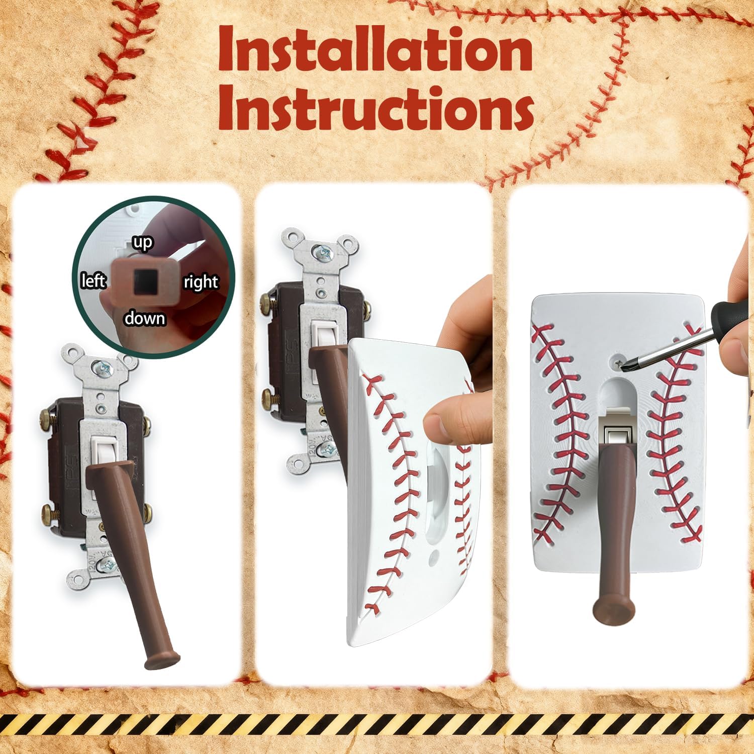Baseball Bat Light Switch Cover, Fun and Unique Decor for Sports Fans and Baseball Themed Rooms