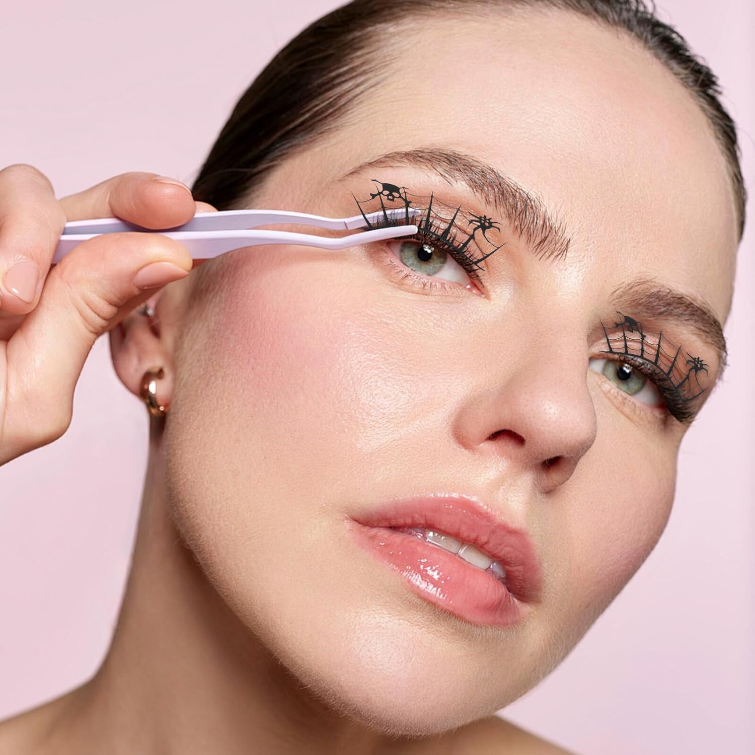 Operitacx 7 Pairs Halloween Party Fake Eyelashes with Bat and Wing Pattern, Dramatic Cosplay Strip Lashes for Women Festival Makeup and Costume Accessories