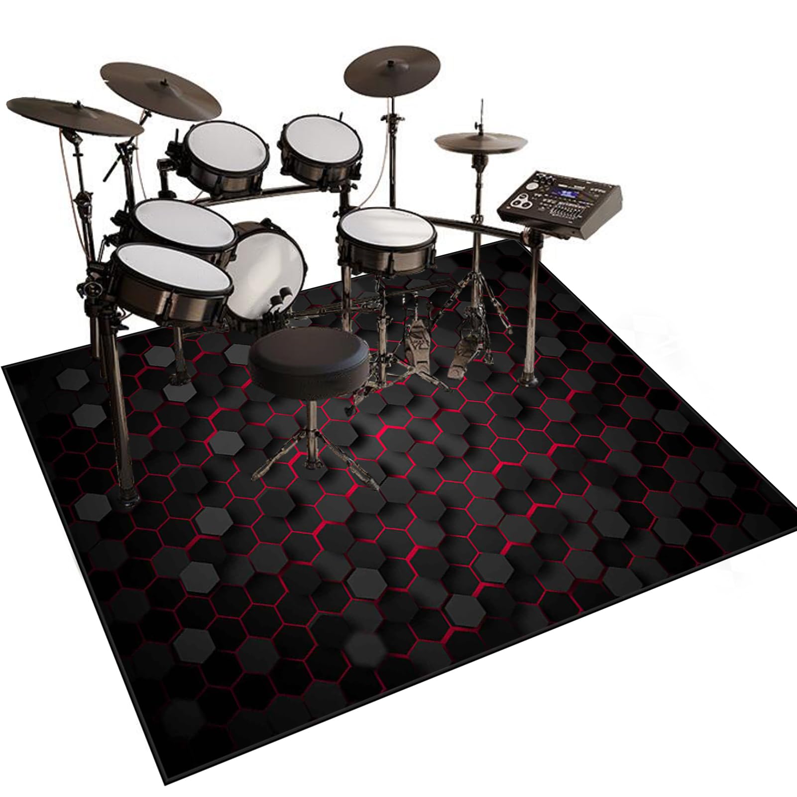 Qesjodfu D-960 Soundproof Mat For Electronic Drums, Drum Mat, Drum Rug Non-Slip Drum Rugs Floor Protector, Drum Mats For Drum Accessories, Piano, Electronic Drums, Electric Drum Kit Drum Carpet 160 X 140 Cm