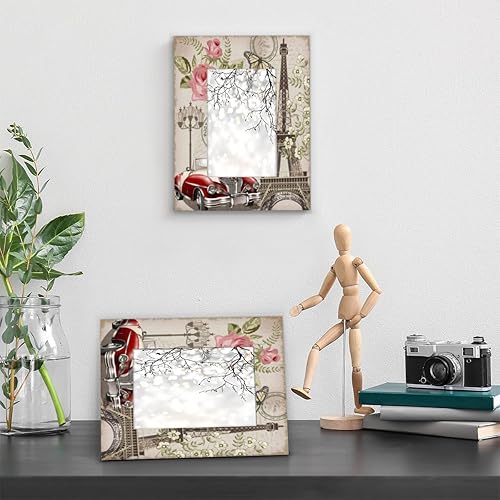 Miniatura 5 de DJYQBFA Marco de fotos de 4 x 6 pulgadas con diseño de torre Eiffel de París, madera con acrílico de alta definición, marco de fotos vertical u