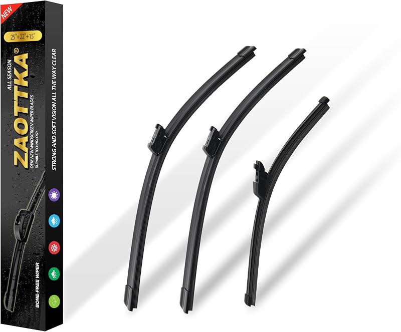 Kit de palhetas do limpador de para-brisa ZAOTTKA 63,5 cm + 55,88 cm + 38,1 cm para VW Tiguan 2018-2021 – Conjunto com 3