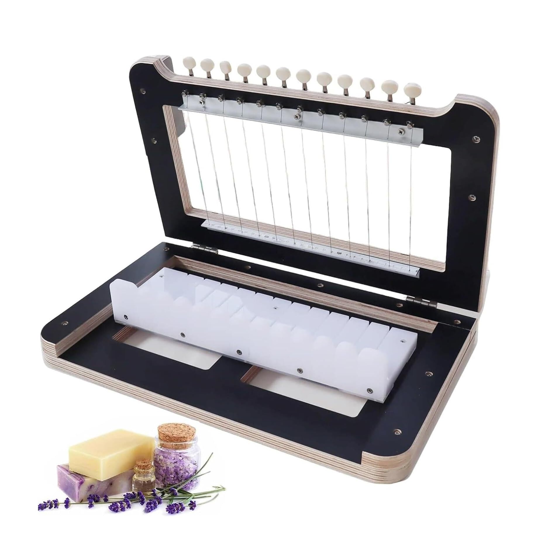 Coupe-pain de savon multifil en bois – Intervalle de coupe 2,5cm – Kit de fabrication de savon DIY en bambou pour savon artisanal et fromage