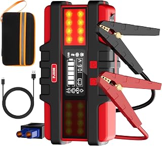 SAFEMATE 2500A Portable Jump Starter (12V) - Boosts 8L Gas/6.5L Diesel Engines, Smart Display, 40W USB-C Fast Charge