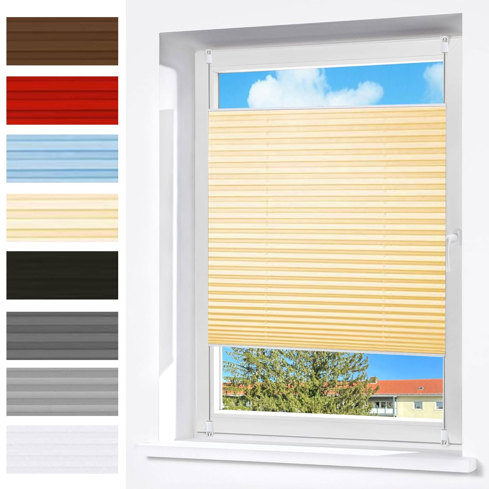 Store plissé sans perçage de 100x220 cm avec protection vie privée
