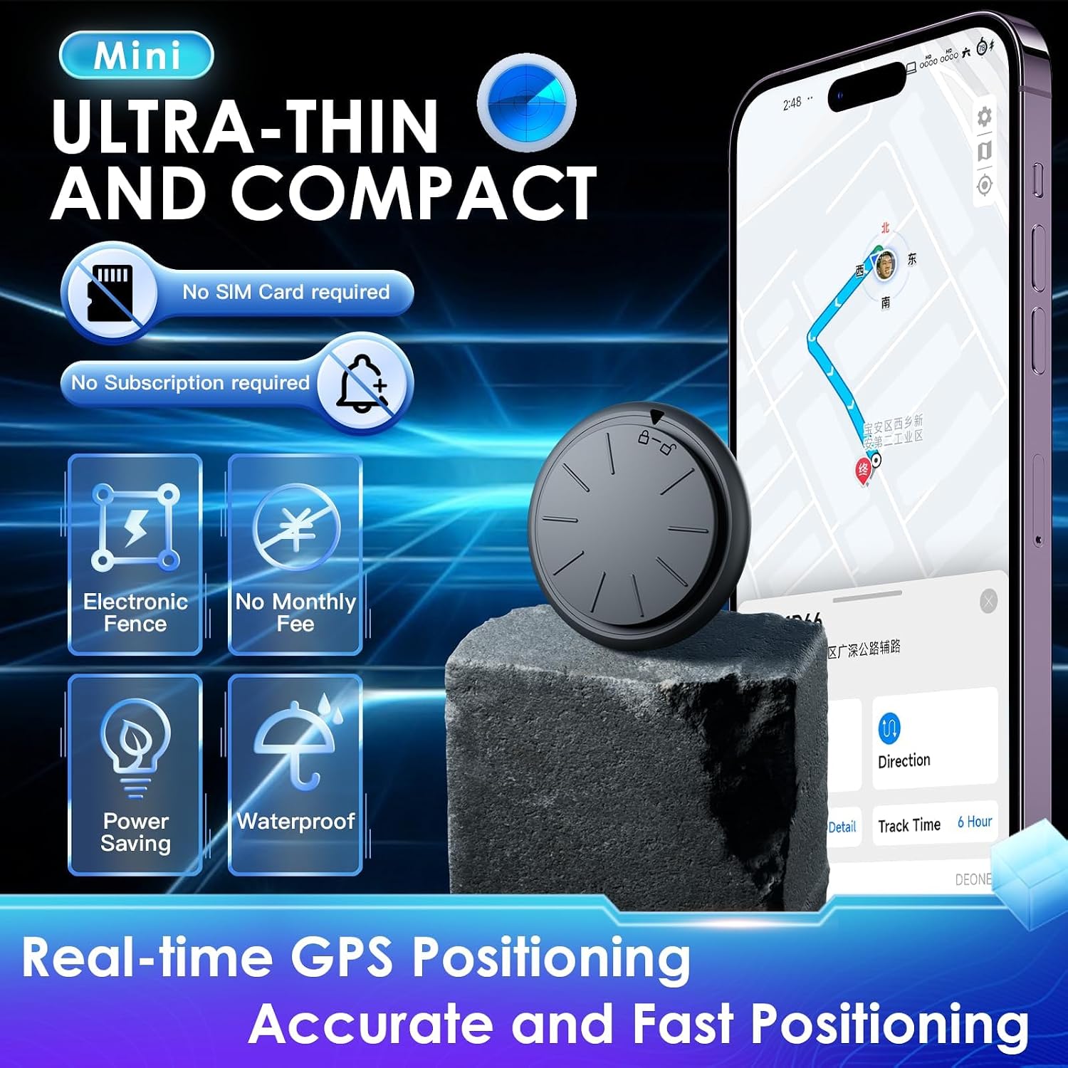 1PCS Black Tracker Device for Vehicles,GPS Car Tracker,No Monthly Fee Car Locator Tracker Work with Apple Find My(iOS Only),Mini Hidden Car Tracker with Magnetic Case