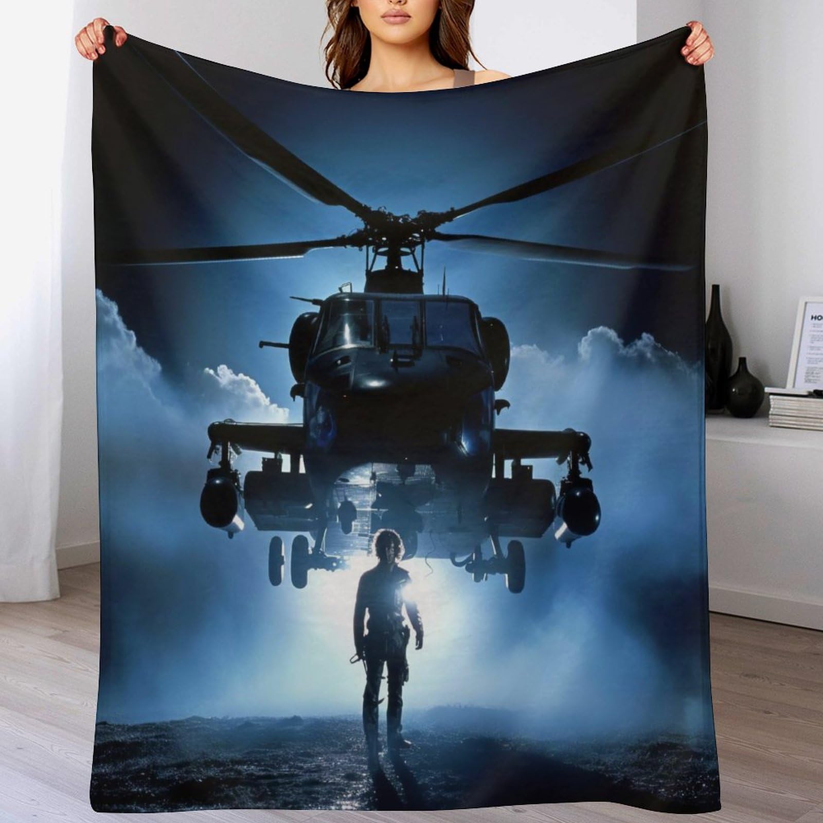 Tapis douillet plaid hélicoptère pour soirées chaleureuses au salon