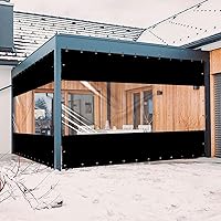 Vista 7 de Cortina de vinilo para exteriores de 20 oz, cortina de panel transparente para exteriores, cortina resistente a la intemperie para pérgola, porche