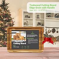 Vista 2 de Tabla de cortar de madera de teca duradera con borde de grano resistente reversible de madera de teca, tabla de servir antideslizante natural