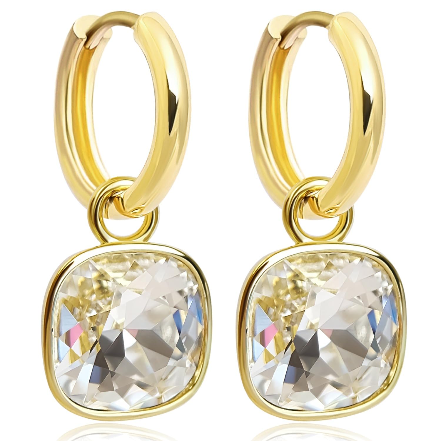 Gold Creolen Charm Anhänger Markenkristalle 925 Sterling NOBEL SCHMUCK