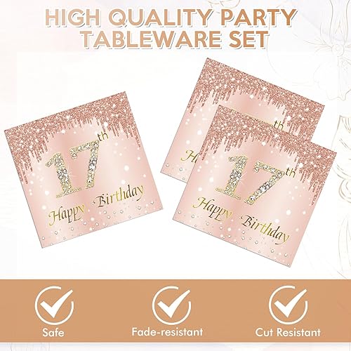 Miniatura 34 de Juego de 40 platos y servilletas de 40 cumpleaños para mujeres, juego de vajilla desechable para fiesta de 40 años de edad para decoración de 40º