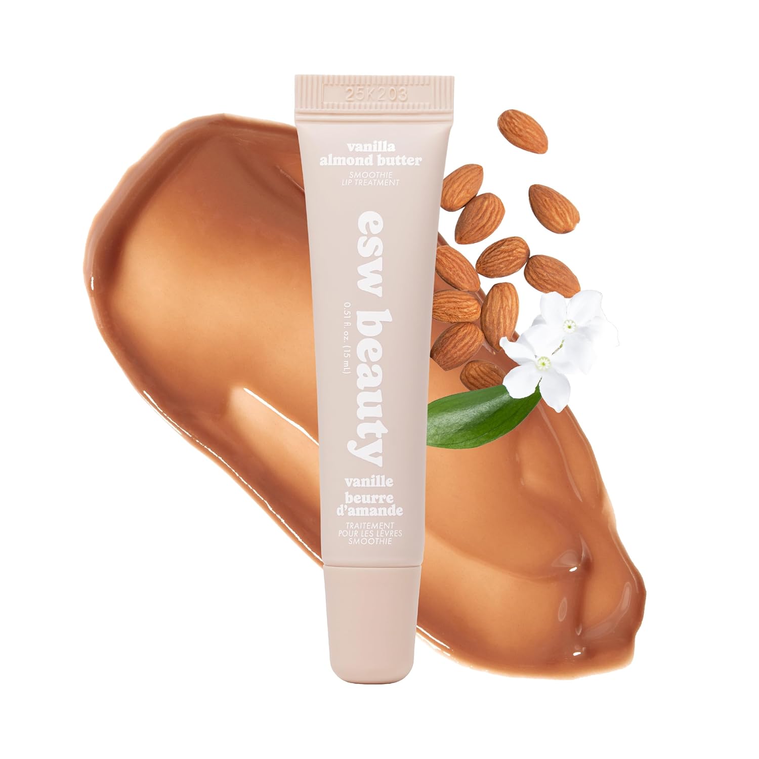 ESW Beauty Vanilla Almond Butter Lip Treatment – Light Caramel Brown Tint with Shea Butter, Vitamin E, Vanilla & Almond for Enhanced Protection & Skin Barrier Support