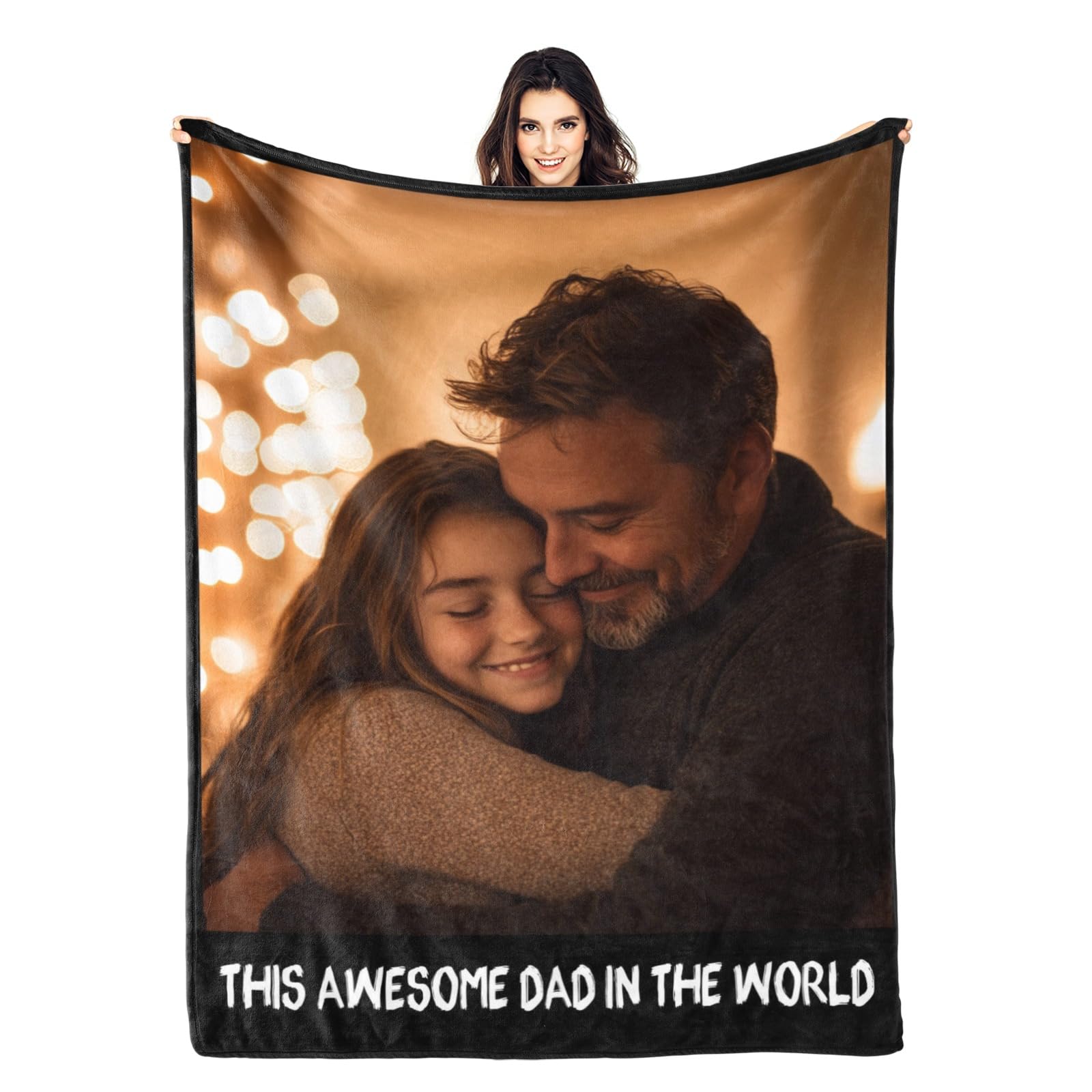 ZHOUSFK Dad Blanket for Fathers Day from Daughter Son Custom Personalized Picture Photo Blankets for Fathers Day Christmas Birthday Gifts for