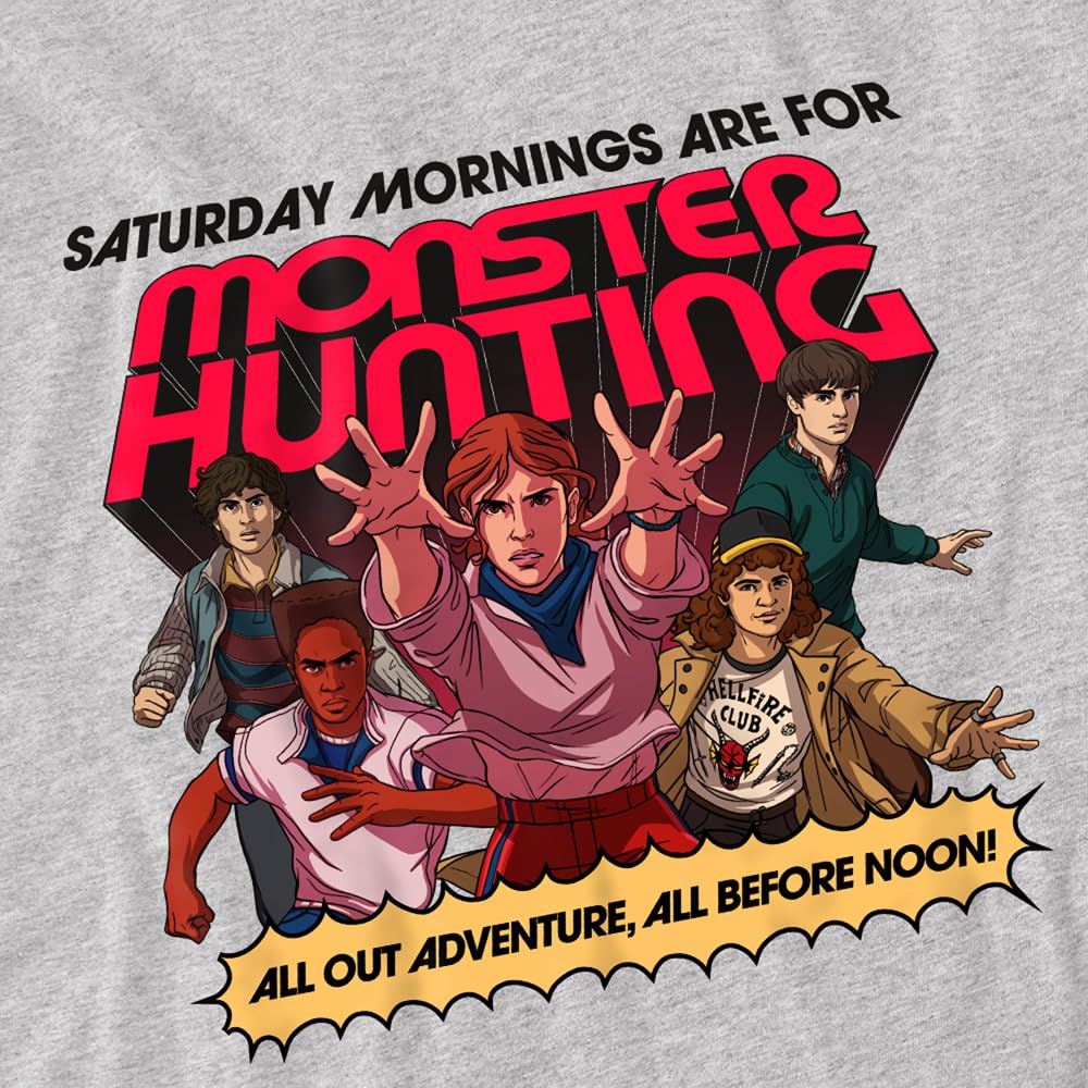 Stranger Things Monster Hunting Kids Sweatshirt, Athletic Heather
