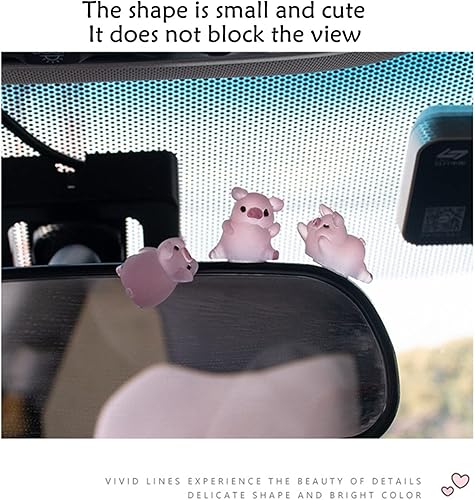 Miniatura 3 de Paquete de 6 adornos para tablero de automóvil, lindo cerdito de la suerte, decoración interior de cabina de oficina, espejo retrovisor, decoración