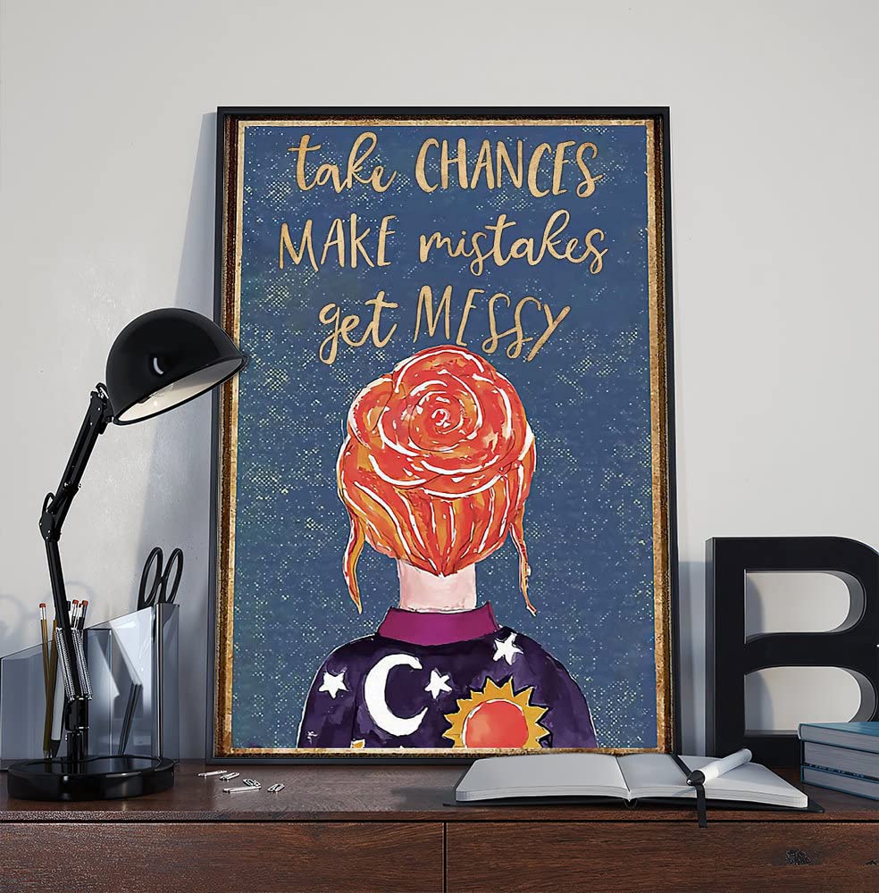 The Magic School Bus Ms Valerie Frizzle Poster, Take Chances Make Mistakes Get Messy Vintage Poster Metal Tin Signage The Gift For Friends Family Entertainment Sign Metal Tin Sign 8x12 Inch