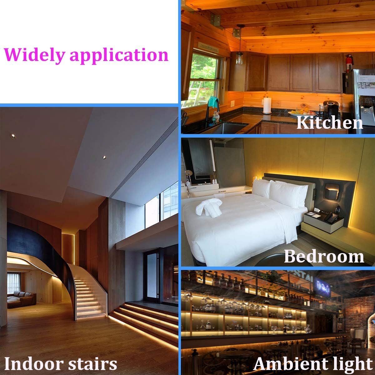 WOBANE LED Strip Lights 32.8ft Warm White, Dimmable Light Strip Kit with Remote and ETL Listed Power Supply, 600 LEDs Supper Bright Tape Lights for Room, Kitchen, Bed, Under Cabinet, Wardrobe, 3000K